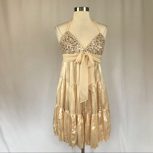 BCBGMaxAzria Dresses & Skirts - BCBGMaxAzria Cocktail Dress Sequined Halter Size 4